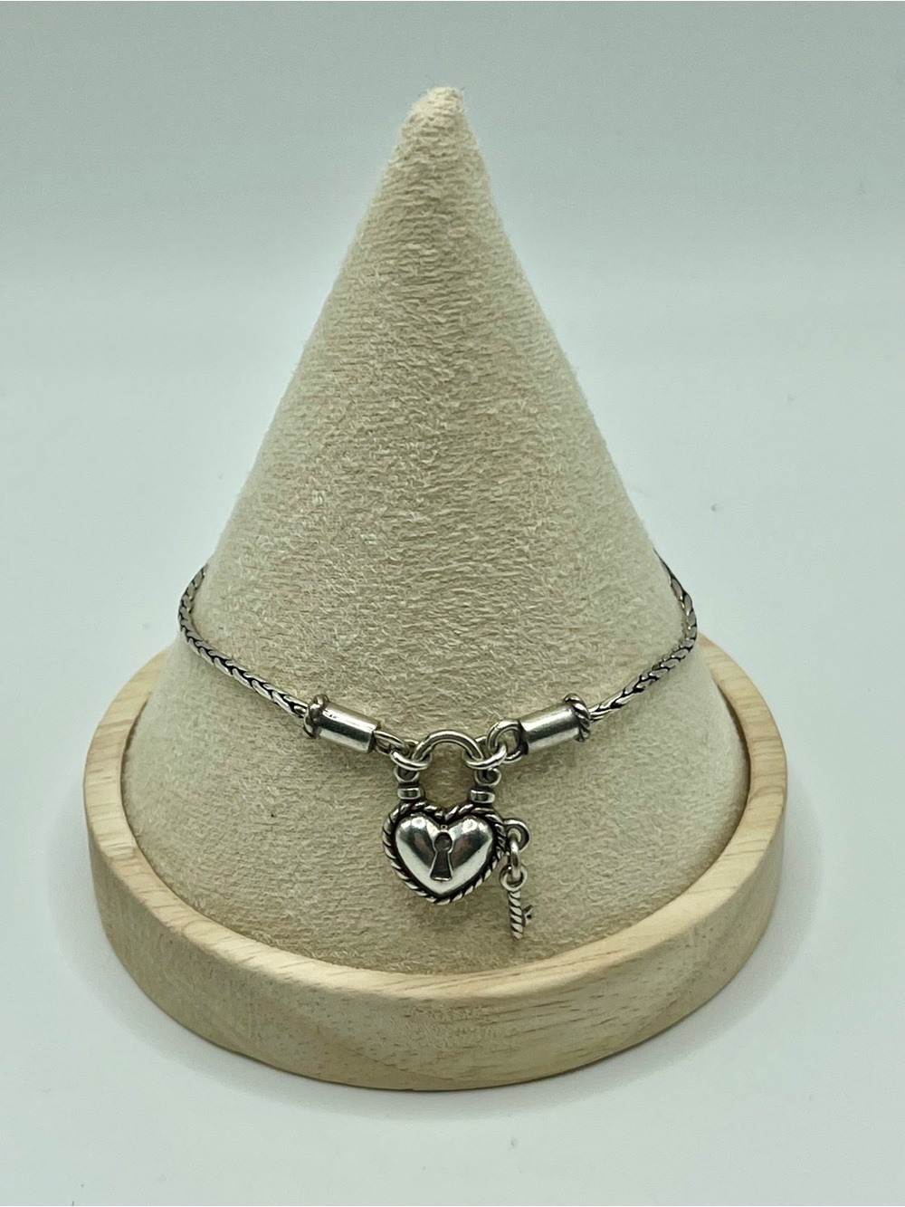 Silver Heart Lock Charm Bracelet